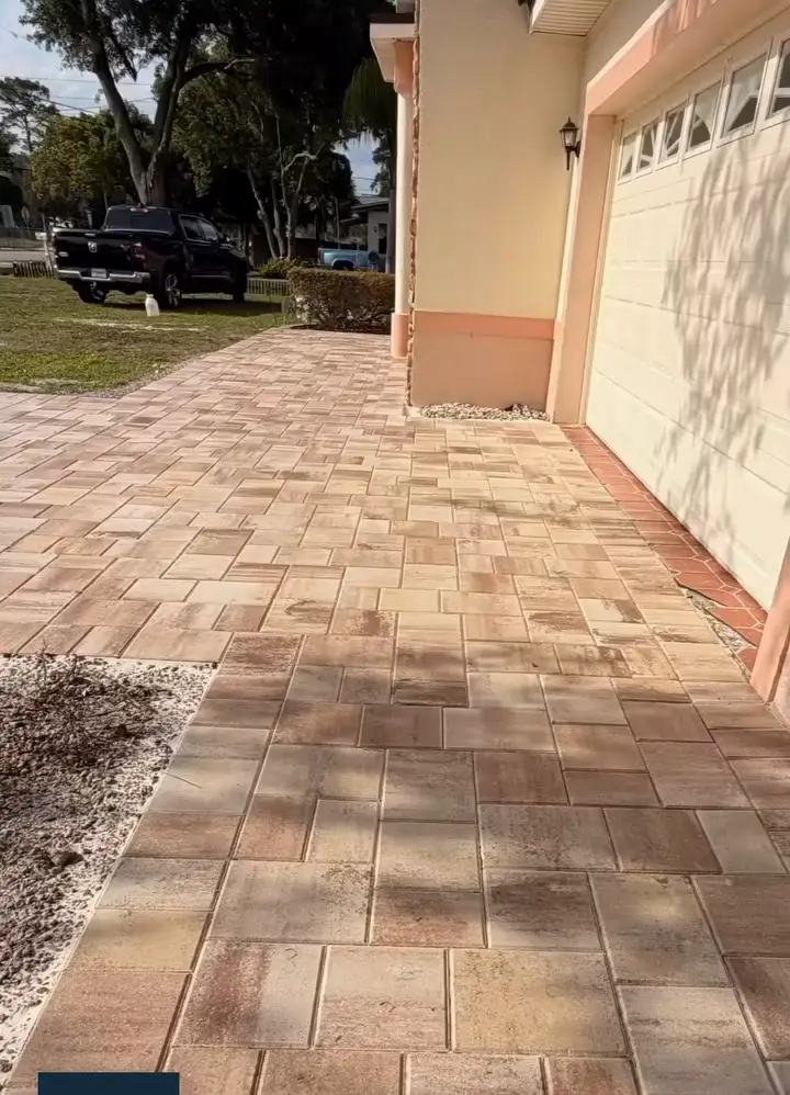 Newly installed paver driveway adding curb appeal to an Orlando home
